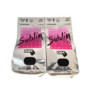 Vintage NOS DIM Sublim Pantyhose Set of 2 – Black 15 Den Size 2 France Y2K Sheer